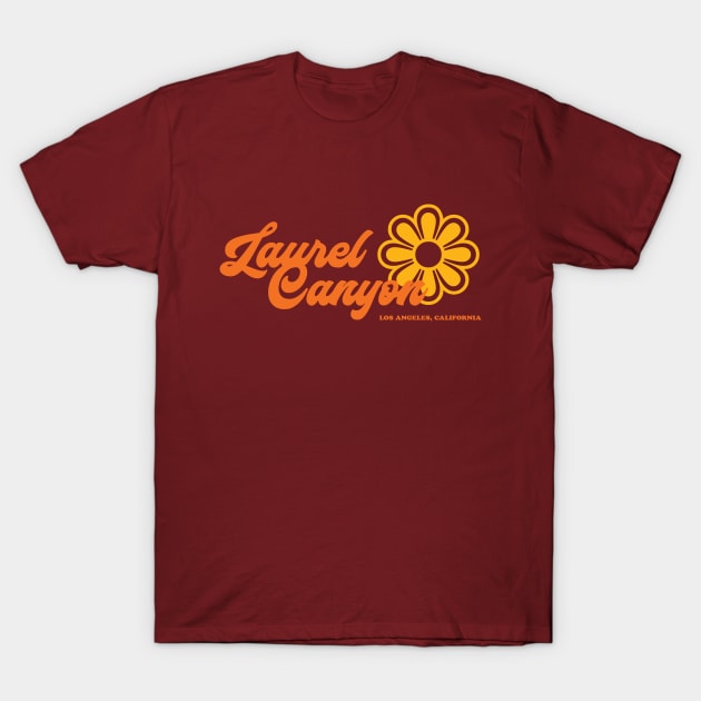 Retro Laurel Canyon flower logo - orange T-Shirt by retropetrol